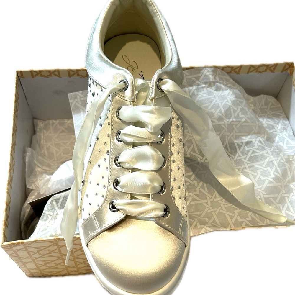 Jewel Badgley Mischka Satin and Rhinestone Sneakers